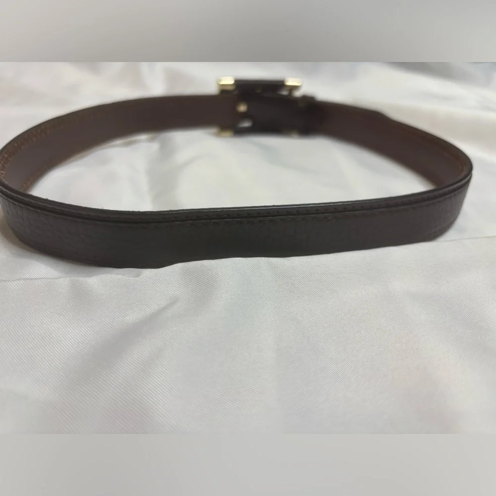 Burberry Brown Leather Gold Buckle Belt SZ 65 /26